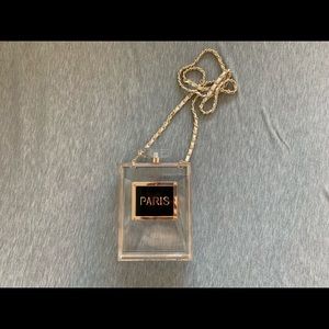 Paris clear perfume bottle chain bag